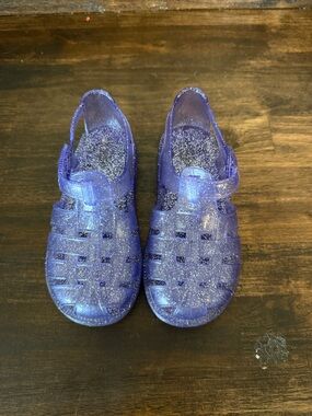 GAP Purple Glitter Jelly Sandals with Hook-and-Loop Strap